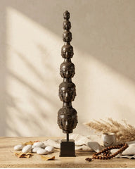 Tower of Tranquility: Buddha Heads - Bronze Sculpture