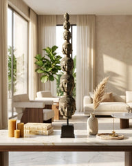 Tower of Tranquility: Buddha Heads - Bronze Sculpture
