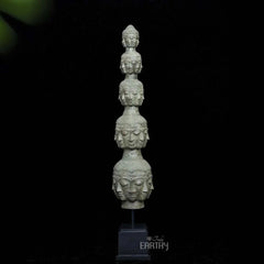 Tower of Tranquility: 40 Buddha Heads -Antique Bronze Sculpture (97 cm)