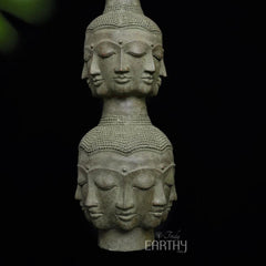 Tower of Tranquility: 40 Buddha Heads -Antique Bronze Sculpture (97 cm)