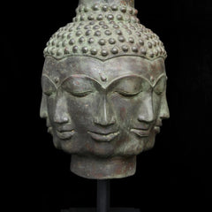 Tower of Tranquility: 56 Buddha Heads - Bronze Sculpture (159 cm)