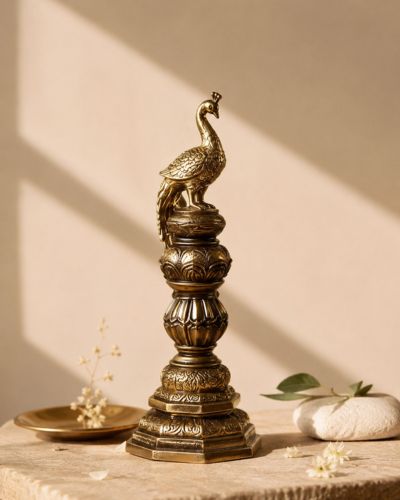 Buy Brass Peacock Stambh in 2 Tone Finish