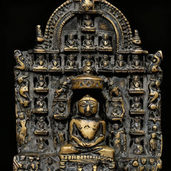 Vintage Brass Mahavir Ji with Jain Tirthankaras Sculpture