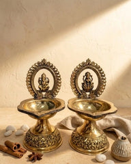 Superfine Brass Laxmi & Ganesh Deepam Pair| Pooja Oil Lamp