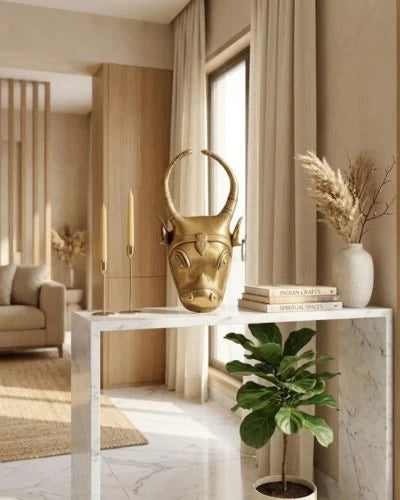 Indian Handcrafted Brass Cow Head Wall Hung