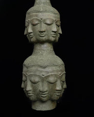 Tower of Tranquility: 40 Buddha Heads -Antique Bronze Sculpture (97 cm)
