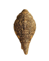 Brass Antique Shankh with Vishnu Dashavtar Carving (Conch)
