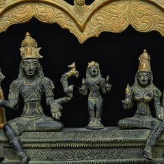 Brass Sculpture Somaskanda Shiva, Parvati & Kartikeya