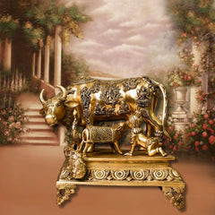 BRASS COW WITH CALF AND BAL GOPAL