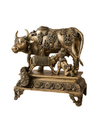 BRASS COW WITH CALF AND BAL GOPAL