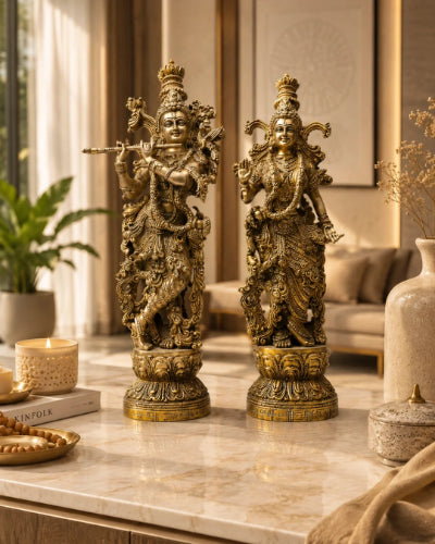 BRASS DETAILED RADHA KRISHNA IDOL