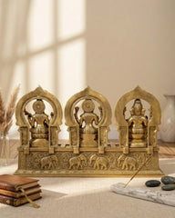 BRASS GANESH LAKSHMI SARASWATI ON HIGH BASE LARGE