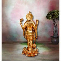 BRASS LORD VISHNU STANDING STATUE ON LOTUS