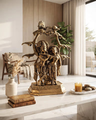 BRASS RADHA KRISHNA UNDER SACRED TREE IDOL