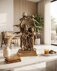 BRASS RADHA KRISHNA UNDER SACRED TREE IDOL