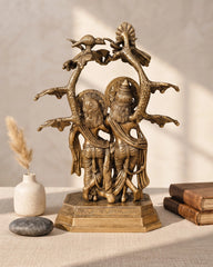 BRASS RADHA KRISHNA UNDER SACRED TREE IDOL