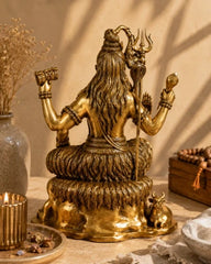 BRASS SHIVA ON LION MAT LARGE
