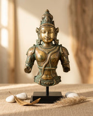 Balinese Bronze Bust of Lord Shiva with Serpent Motif
