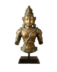 Balinese Bronze Bust of Lord Shiva with Serpent Motif