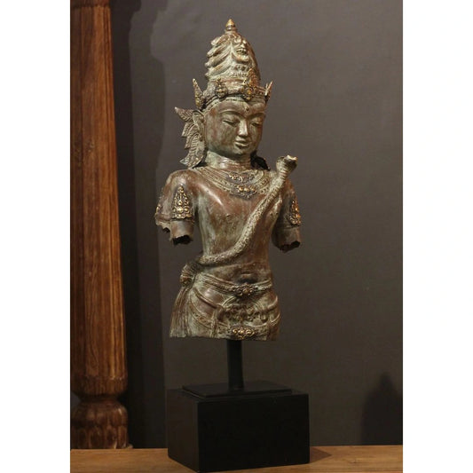 Balinese Bronze Bust of Lord Shiva with Serpent Motif