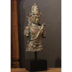 Balinese Bronze Bust of Lord Shiva with Serpent Motif