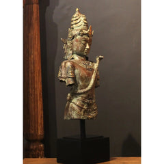 Balinese Bronze Bust of Lord Shiva with Serpent Motif