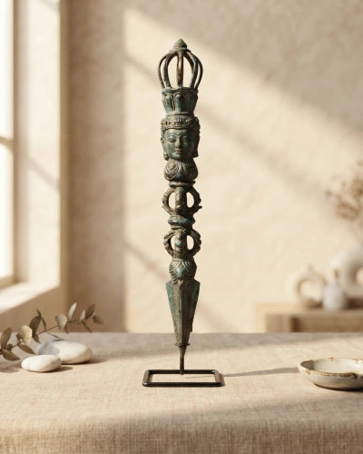 Balinese Bronze Dagger with Face of Buddha