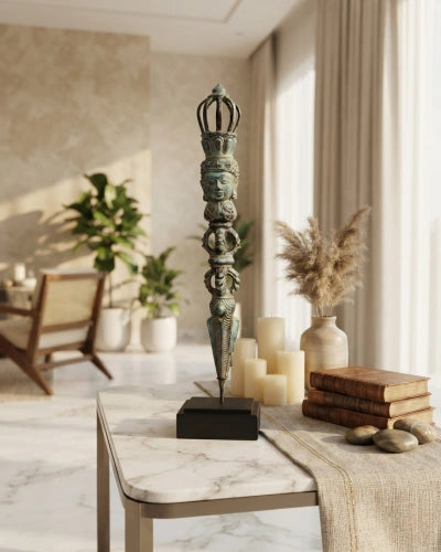 Balinese Bronze Dagger with Face of Buddha