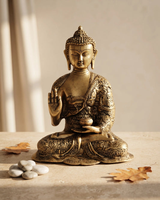 Brass Blessing Buddha Golden