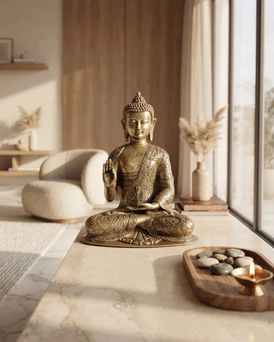 Brass Blessing Buddha Golden