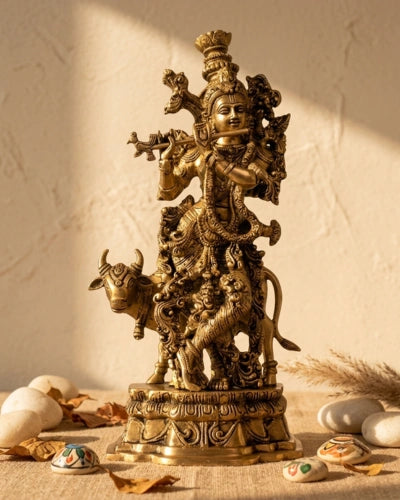 Brass Cow Krishna