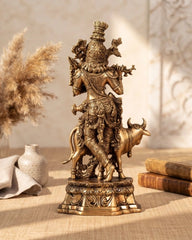 Brass Cow Krishna Handcrafted