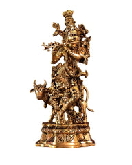 Brass Cow Krishna Handcrafted