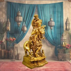 Brass Cow Krishna Idol