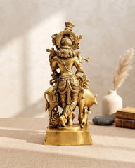 Brass Cow Krishna Idol