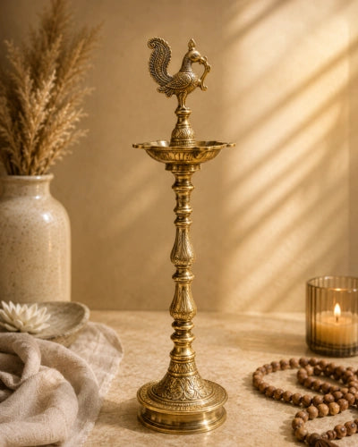 Brass Diya | Peacock Lamp | Five Bati Diya| Pooja & Inauguration Decor
