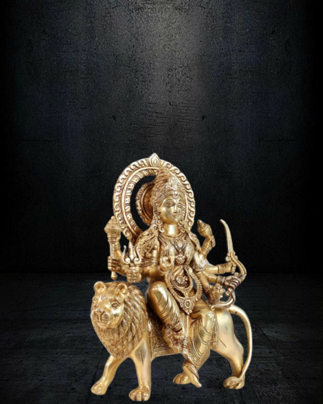 Brass-Durga-Ambe-Mata-on-Lion-Statue
