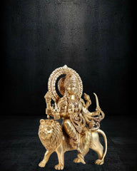 Brass-Durga-Ambe-Mata-on-Lion-Statue