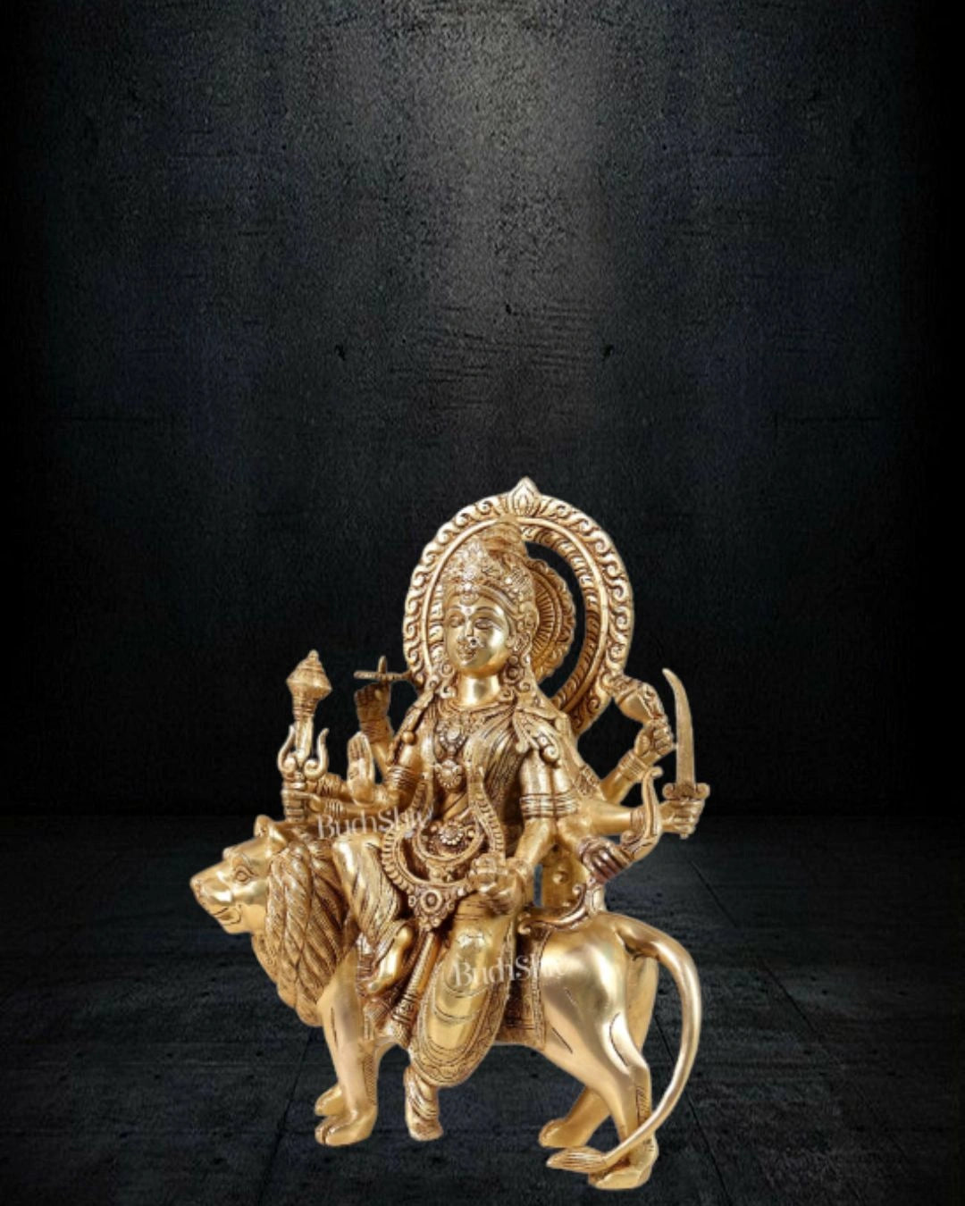 Brass-Durga-Ambe-Mata-on-Lion-Statue