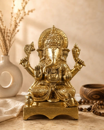 Brass Ganesh Murti Valampuri Vinayagar Idol