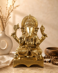 Brass Ganesh Murti Valampuri Vinayagar Idol