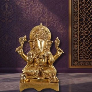 Brass Ganesh Murti Valampuri Vinayagar Idol