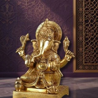 Brass Ganesh Murti Valampuri Vinayagar Idol