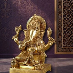 Brass Ganesh Murti Valampuri Vinayagar Idol