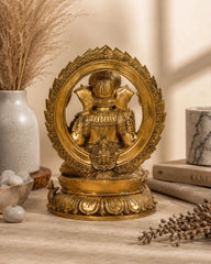 Brass Ganesha Sitting on Lotus with Pag