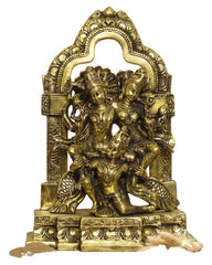 Brass Garuda Carrying Vishnu and Laxmi