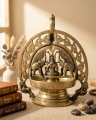 Brass Handcrafted Hanging Gaj-Laxmi Oil Lamp