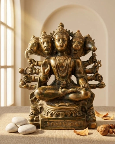 Brass Handcrafted Panchmukhi Hanuman Statue