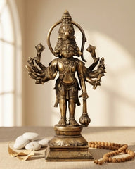 Brass Handcrafted Standing Panchmukhi Hanuman Idol