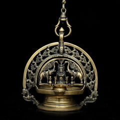Brass Handcrafted Hanging Gaj-Laxmi Oil Lamp